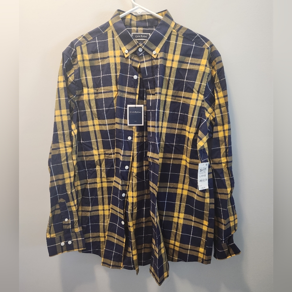 Club Room Men's Large Plaid Button-Up